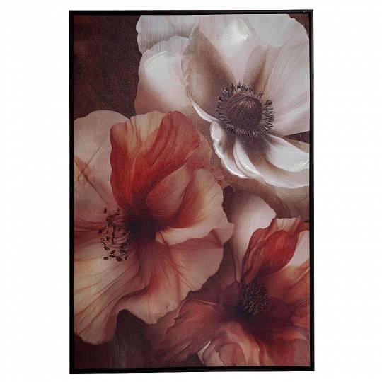 CREAM FLOWERS ΠΙΝΑΚΑΣ ME WENGE ΚΟΡΝΙΖΑ ΣΕ ΤΥΠΩΜΕΝΟ ΚΑΜΒΑ 8891544