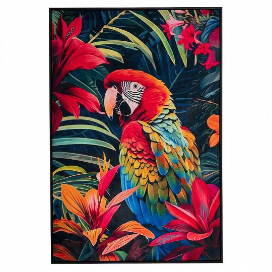 COLORFUL PARROT ΠΙΝΑΚΑΣ ΜΕ ΜΑΥΡΗ ΚΟΡΝΙΖΑ ΣΕ ΤΥΠΩΜΕΝΟ ΚΑΜΒΑ 8891599