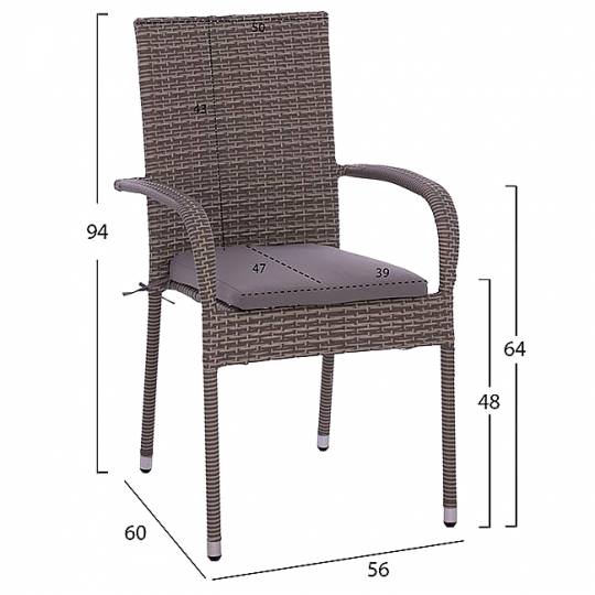 ΣΕΤ ΤΡΑΠΕΖΑΡΙΑΣ ΤΡΑΠΕΖΙ & ΠΟΛΥΘΡΟΝΕΣ WICKER RATTAN ΓΚΡΙ 5ΤΜΧ 299962813