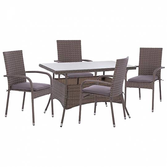 ΣΕΤ ΤΡΑΠΕΖΑΡΙΑΣ ΤΡΑΠΕΖΙ & ΠΟΛΥΘΡΟΝΕΣ WICKER RATTAN ΓΚΡΙ 5ΤΜΧ 299962813